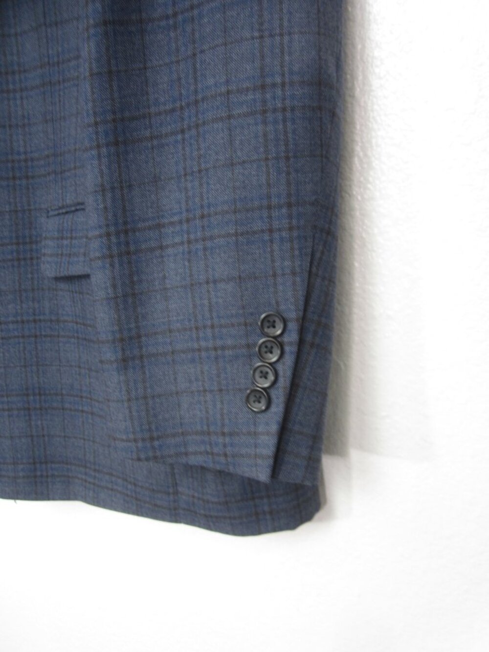 Pronto Uomo Size 52R Windowpane Plaid Blue Gray Sport Coat 100% Wool EUC - Picture 4 of 11